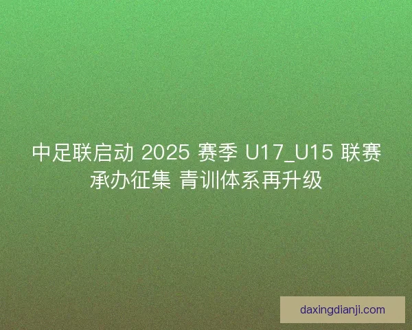 中足联启动 2025 赛季 U17_U15 联赛承办征集 青训体系再升级