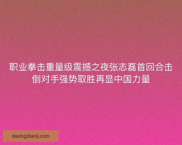 职业拳击重量级震撼之夜张志磊首回合击倒对手强势取胜再显中国力量